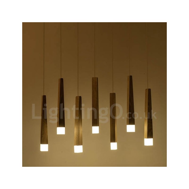 Lámpara colgante de madera contemporánea moderna de 1 luz