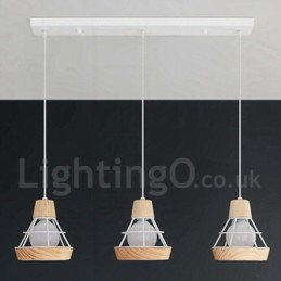Lámpara colgante de madera y metal para comedor