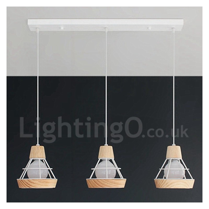 Lámpara colgante de madera y metal para comedor