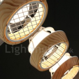 Lámpara colgante de madera y metal para comedor