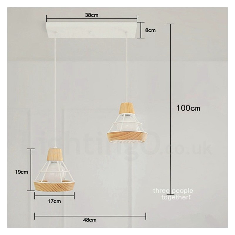 Lámpara colgante de madera y metal para comedor