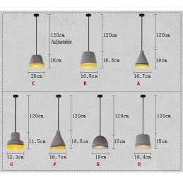 Lámpara colgante de hormigón vintage de 1 luz