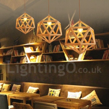 Lámpara colgante de madera contemporánea moderna de 1 luz