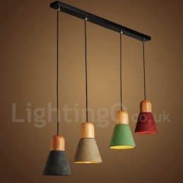 Lámpara colgante moderna contemporánea de madera y hormigón en varios colores