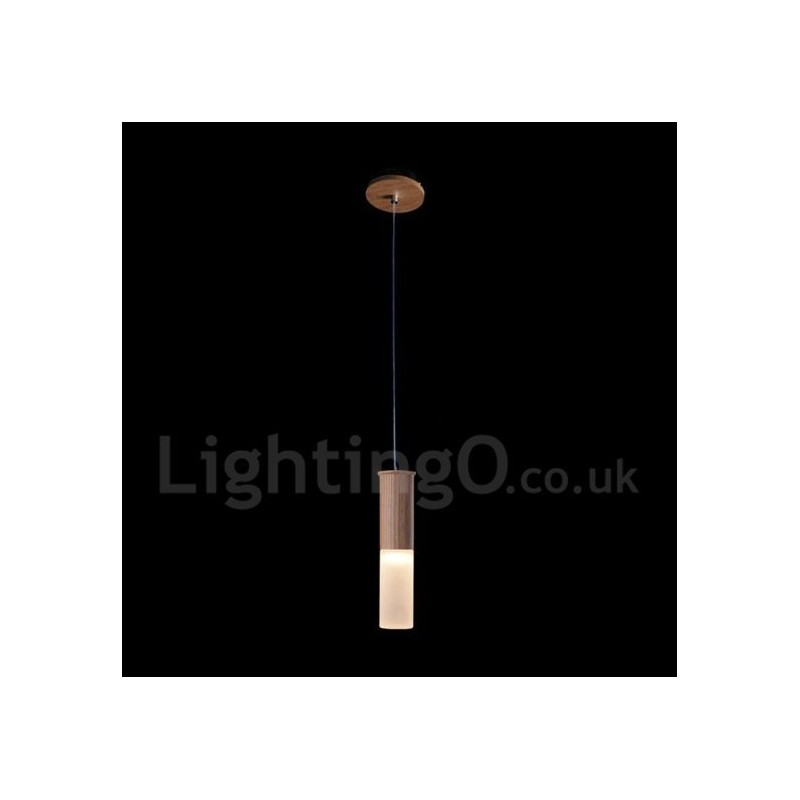 Lámpara colgante de madera moderna y contemporánea de una luz