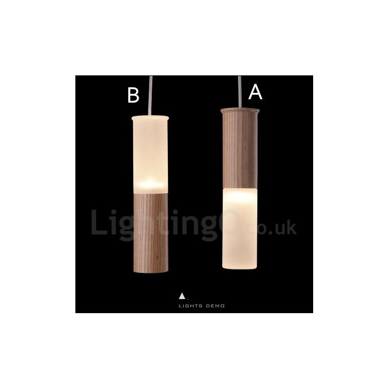 Lámpara colgante de madera moderna y contemporánea de una luz