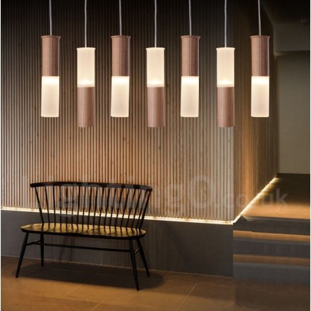 Lámpara colgante de madera moderna y contemporánea de 7 luces Lámpara colgante de madera moderna y contemporánea de 7 luces