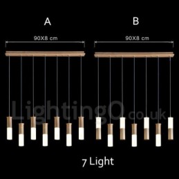 Lámpara colgante de madera moderna y contemporánea de 7 luces