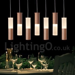 Lámpara colgante de madera moderna y contemporánea de 7 luces