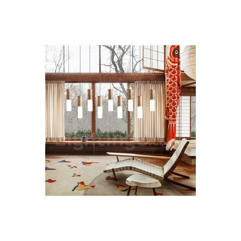 Lámpara colgante de madera moderna y contemporánea de 9 luces