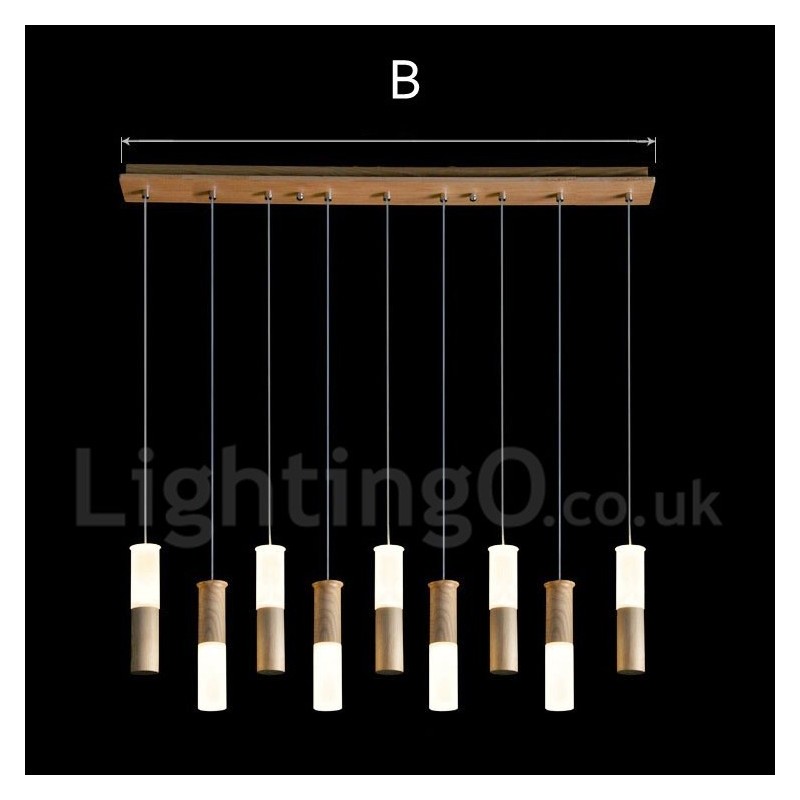 Lámpara colgante de madera moderna y contemporánea de 9 luces