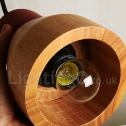 Lámpara colgante vintage de madera y hormigón
