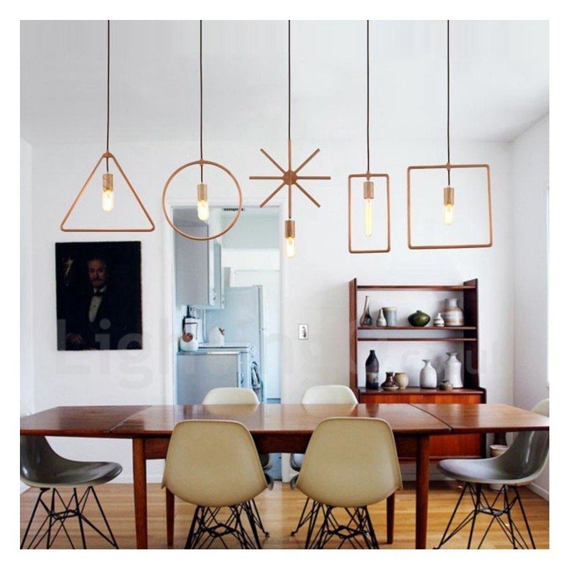 Lámpara colgante rústica de madera de 1 luz