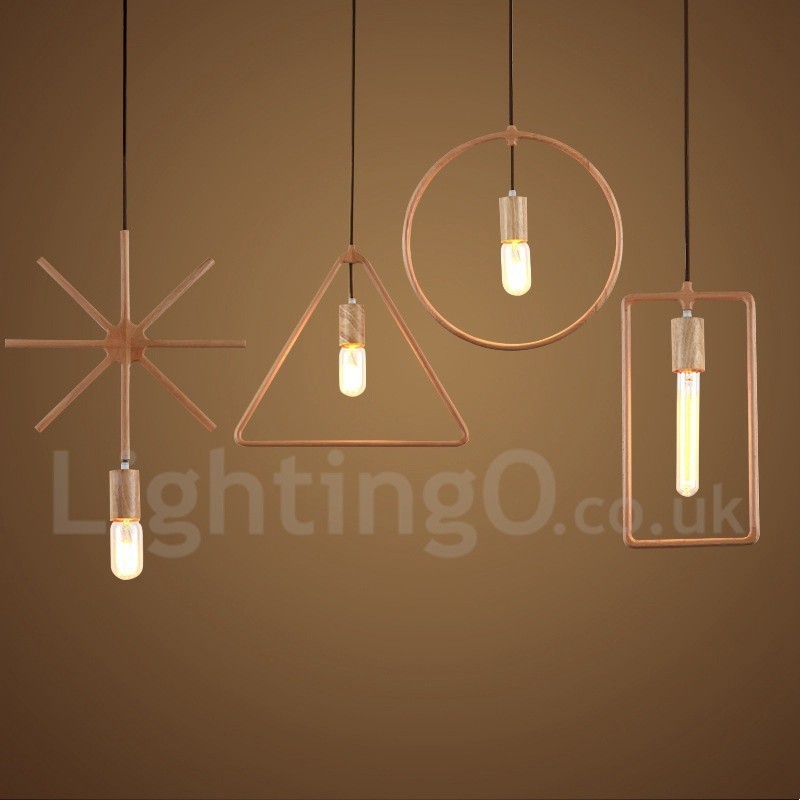 Lámpara colgante rústica de madera de 1 luz