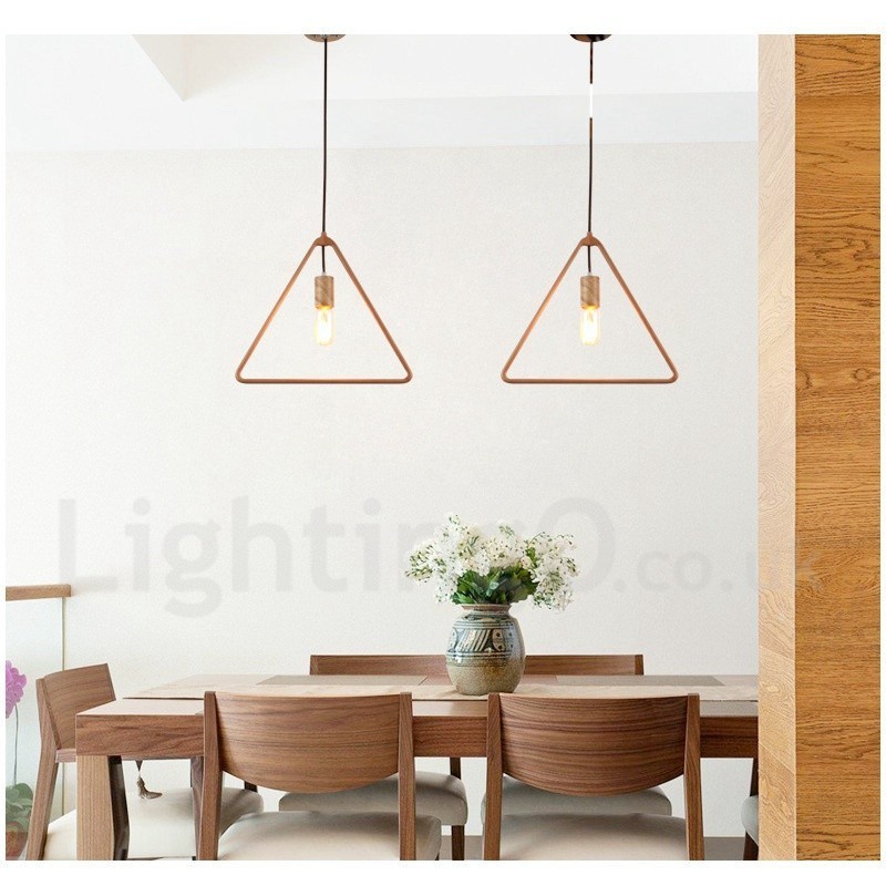 Lámpara colgante rústica de madera de 1 luz