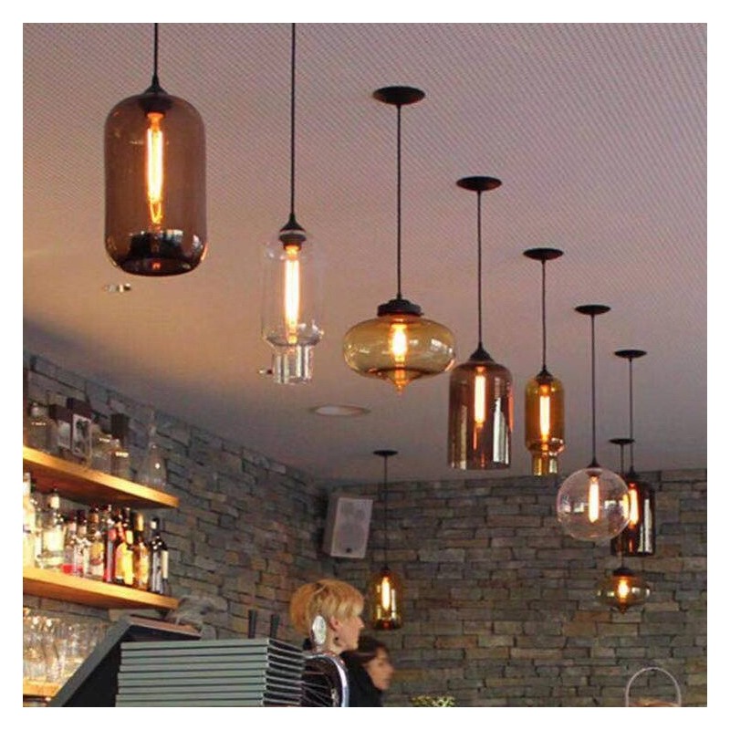 Lámpara colgante de cristal moderna y contemporánea de 1 luz en varios colores