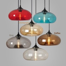 Lámpara colgante de cristal moderna y contemporánea de 1 luz en varios colores