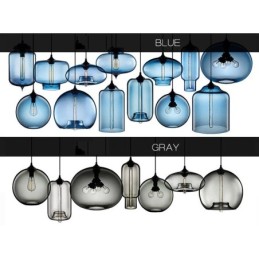 Lámpara colgante de cristal moderna y contemporánea de 1 luz en varios colores