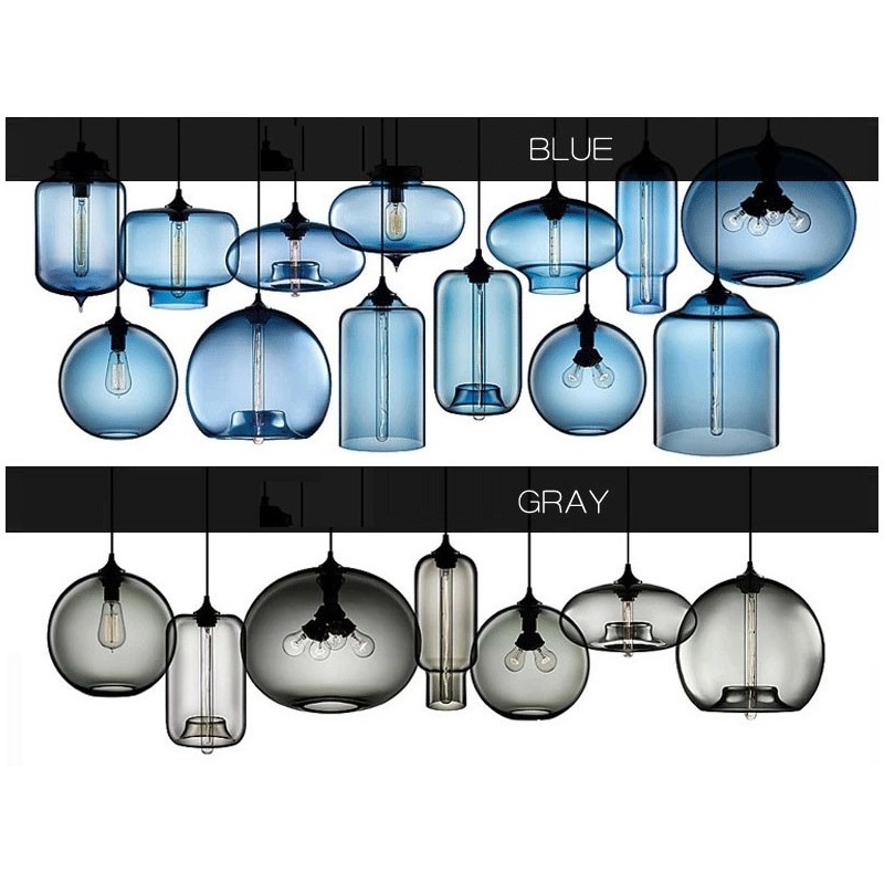 Lámpara colgante de cristal moderna y contemporánea de 1 luz en varios colores