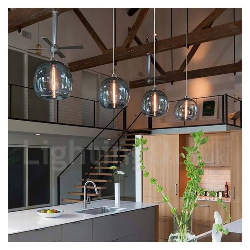 Lámpara colgante de cristal moderna y contemporánea de 1 luz en varios colores