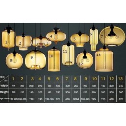 Lámpara colgante de cristal moderna y contemporánea de 1 luz en varios colores