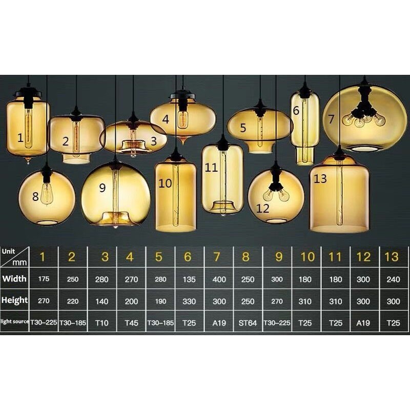 Lámpara colgante de cristal moderna y contemporánea de 1 luz en varios colores