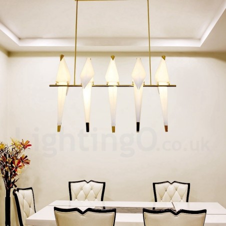 Lámpara colgante moderna contemporánea de 5 luces con forma de grulla de papel Lámpara colgante moderna contemporánea de 5 luces con forma de grulla de papel