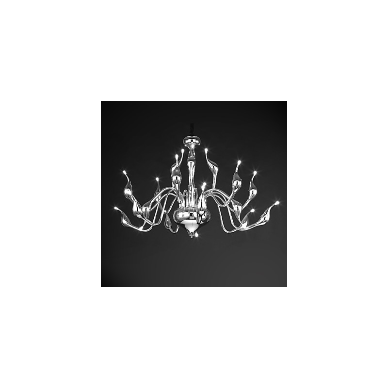 Lámpara de araña moderna de 18 luces G4 con acabado cromado
