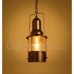 Lámpara colgante de cobre con una luz estilo farol retro vintage