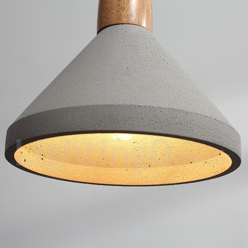 Lámpara colgante de una sola luz moderna contemporánea de madera y hormigón