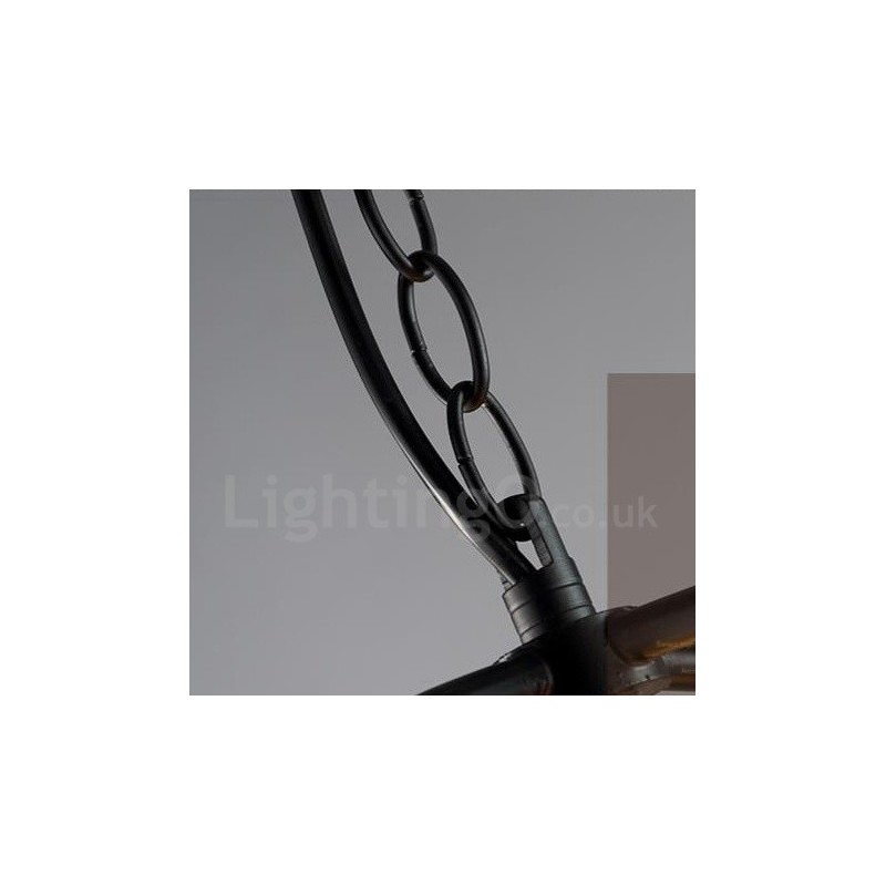 Lámpara colgante vintage de metal con 6 luces y globo