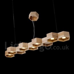 Lámpara colgante contemporánea moderna de madera de 7 luces