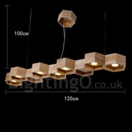 Lámpara colgante contemporánea moderna de madera de 7 luces