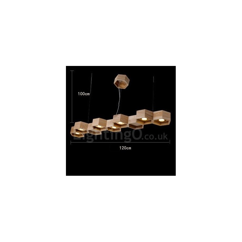 Lámpara colgante contemporánea moderna de madera de 7 luces