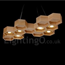 Lámpara colgante contemporánea moderna de madera de 6 luces