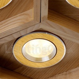 Lámpara colgante contemporánea moderna de madera de 6 luces