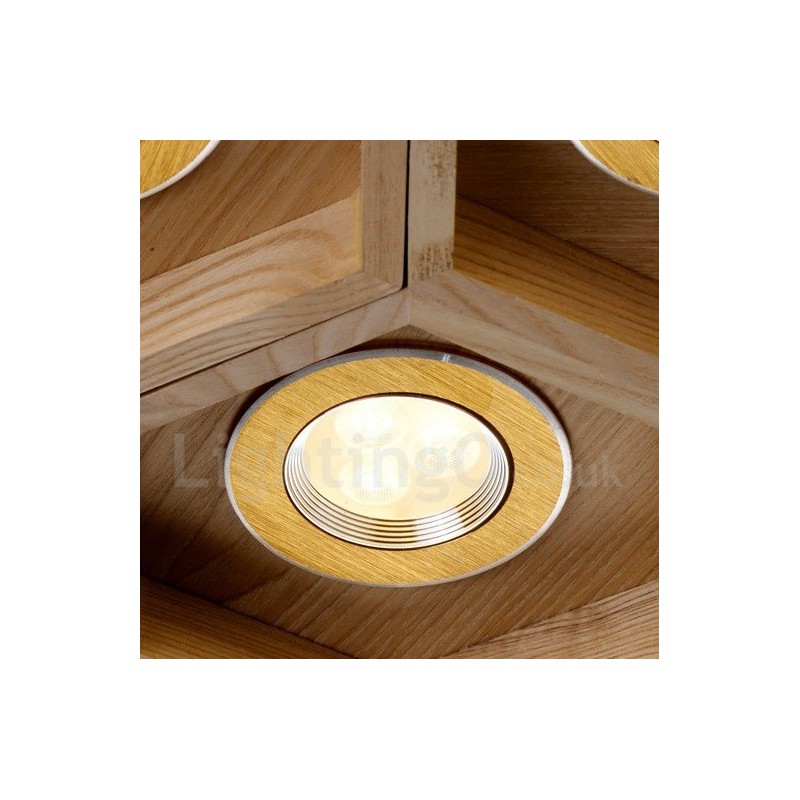 Lámpara colgante contemporánea moderna de madera de 6 luces