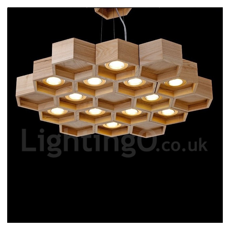 Lámpara colgante contemporánea moderna de madera de 12 luces