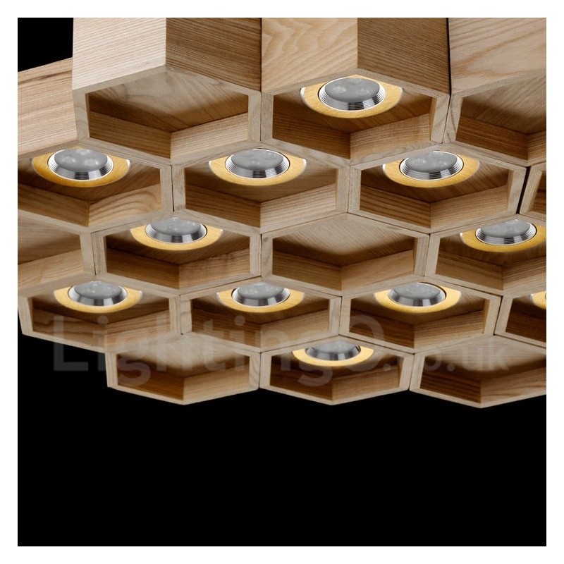 Lámpara colgante contemporánea moderna de madera de 12 luces