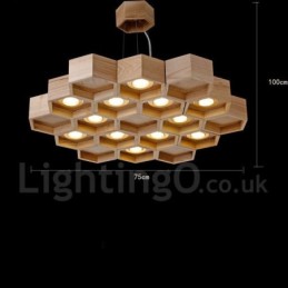 Lámpara colgante contemporánea moderna de madera de 12 luces
