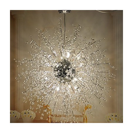 Lámpara de techo moderna con forma de globo de cristal y metal cromado. Lámpara de techo moderna con forma de globo de cristal y metal cromado.
