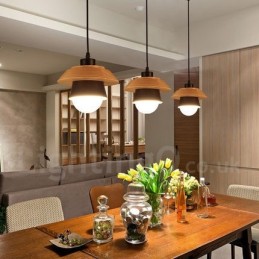 Lámpara colgante de 1 luz de madera y metal