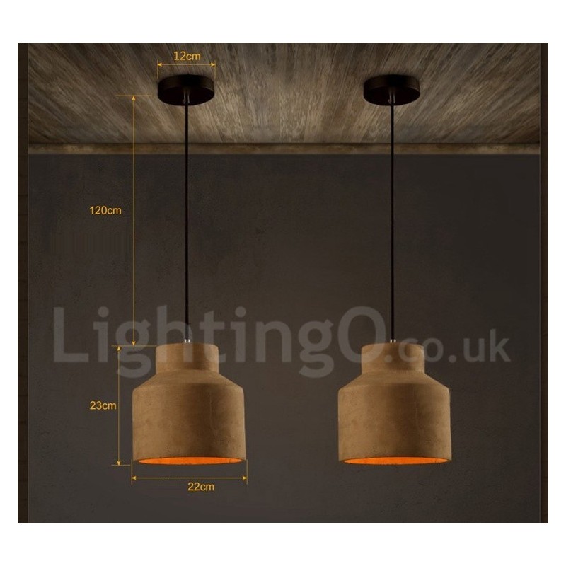 Lámpara colgante de una sola luz de hormigón contemporánea moderna