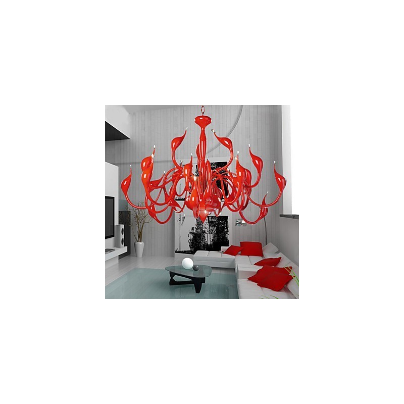 Lámpara de araña moderna de 24 luces G4 con pintura roja