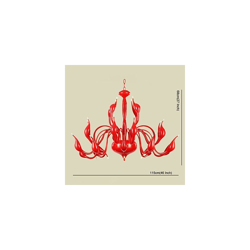 Lámpara de araña moderna de 24 luces G4 con pintura roja