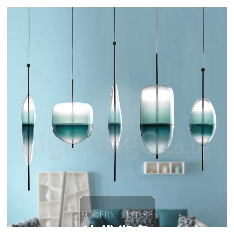 Lámpara colgante moderna y contemporánea de color degradado con pantalla de cristal