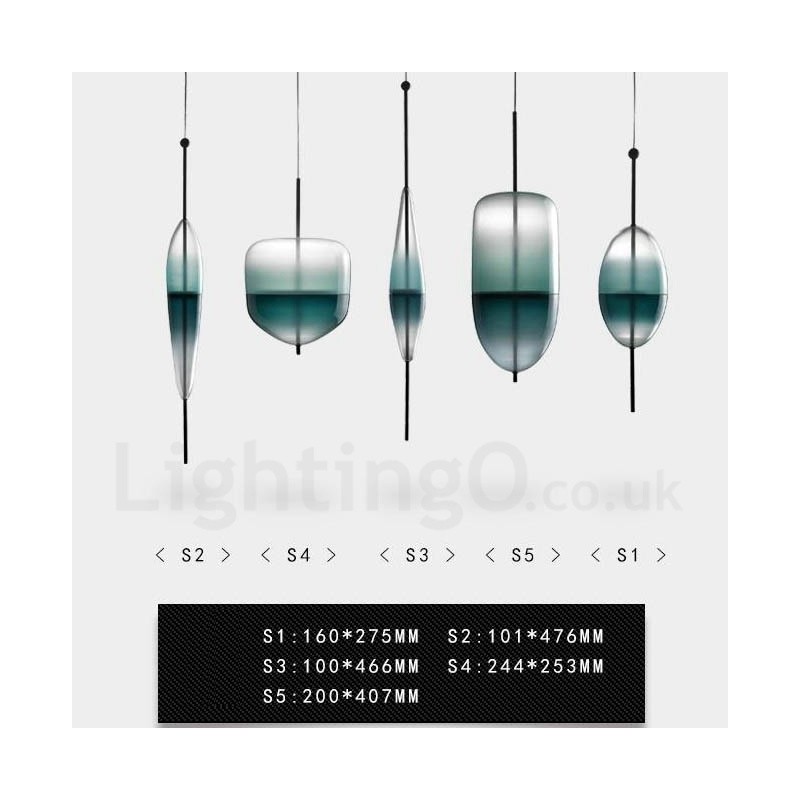 Lámpara colgante moderna y contemporánea de color degradado con pantalla de cristal