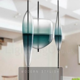 Lámpara colgante moderna y contemporánea de color degradado con pantalla de cristal