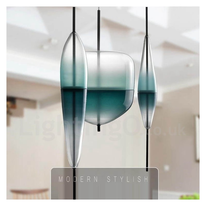 Lámpara colgante moderna y contemporánea de color degradado con pantalla de cristal