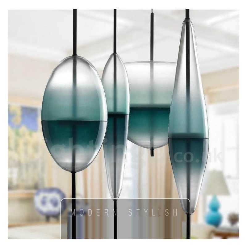 Lámpara colgante moderna y contemporánea de color degradado con pantalla de cristal